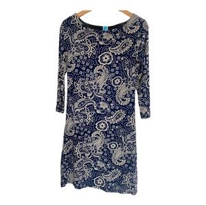 Navy Blue/White Print Dress. Size: S